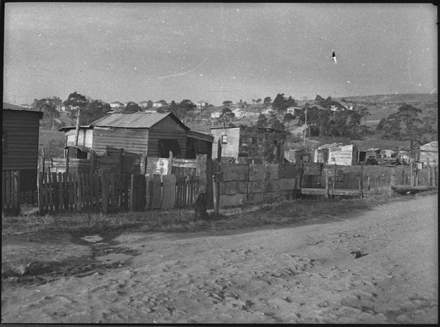 "Humpies" in Platts Estate, Waratah, Newcastle 1953. SLNSW